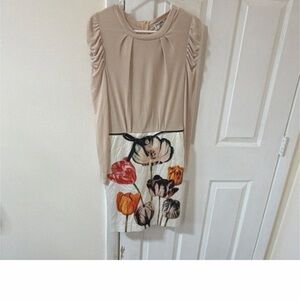 CHANEL Beige and Floral Mini Dress